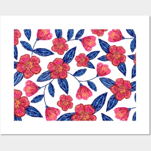 Embroidery Floral Pattern Posters and Art